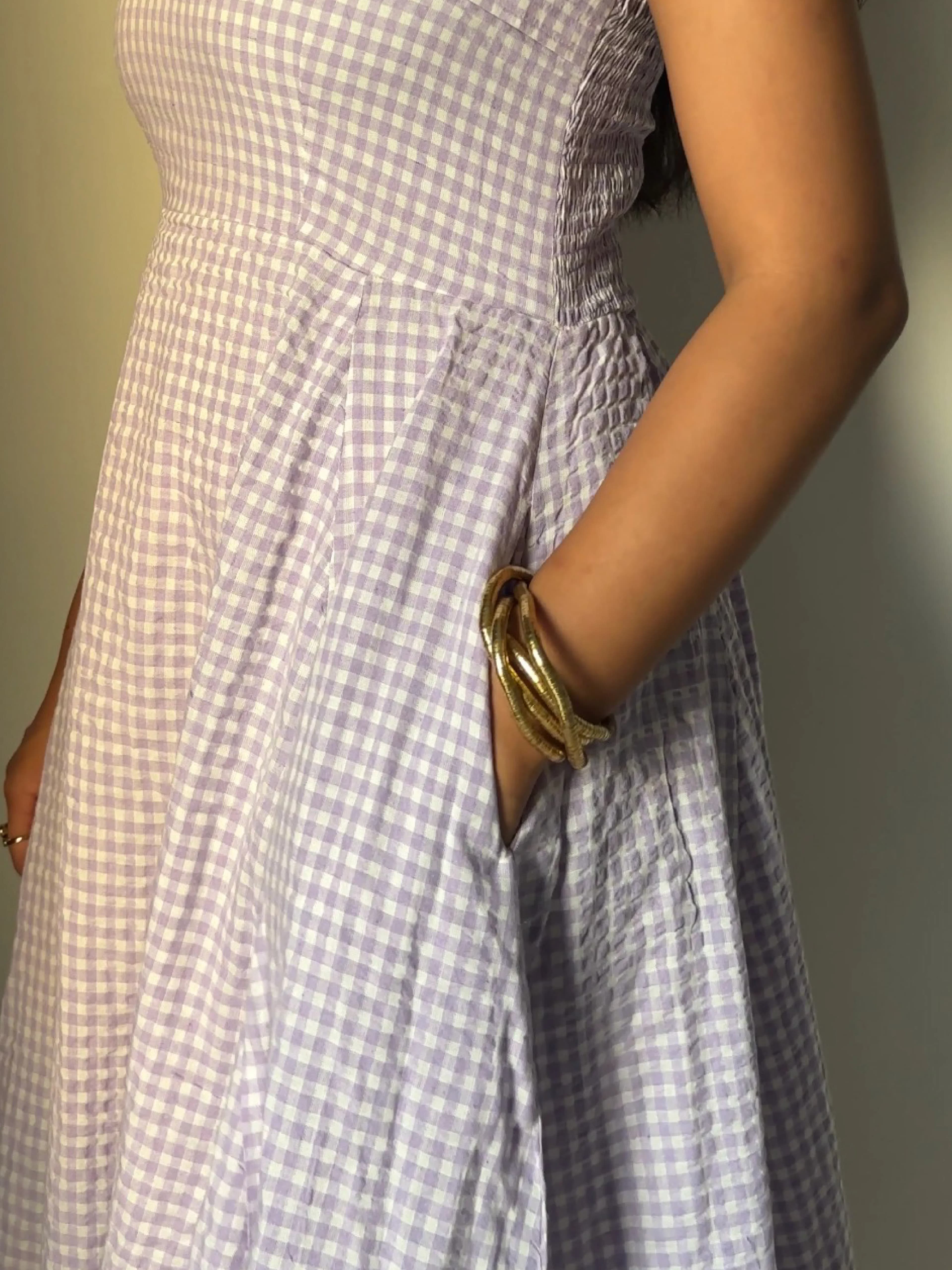 lilac gingham tube dress thumbnail 3