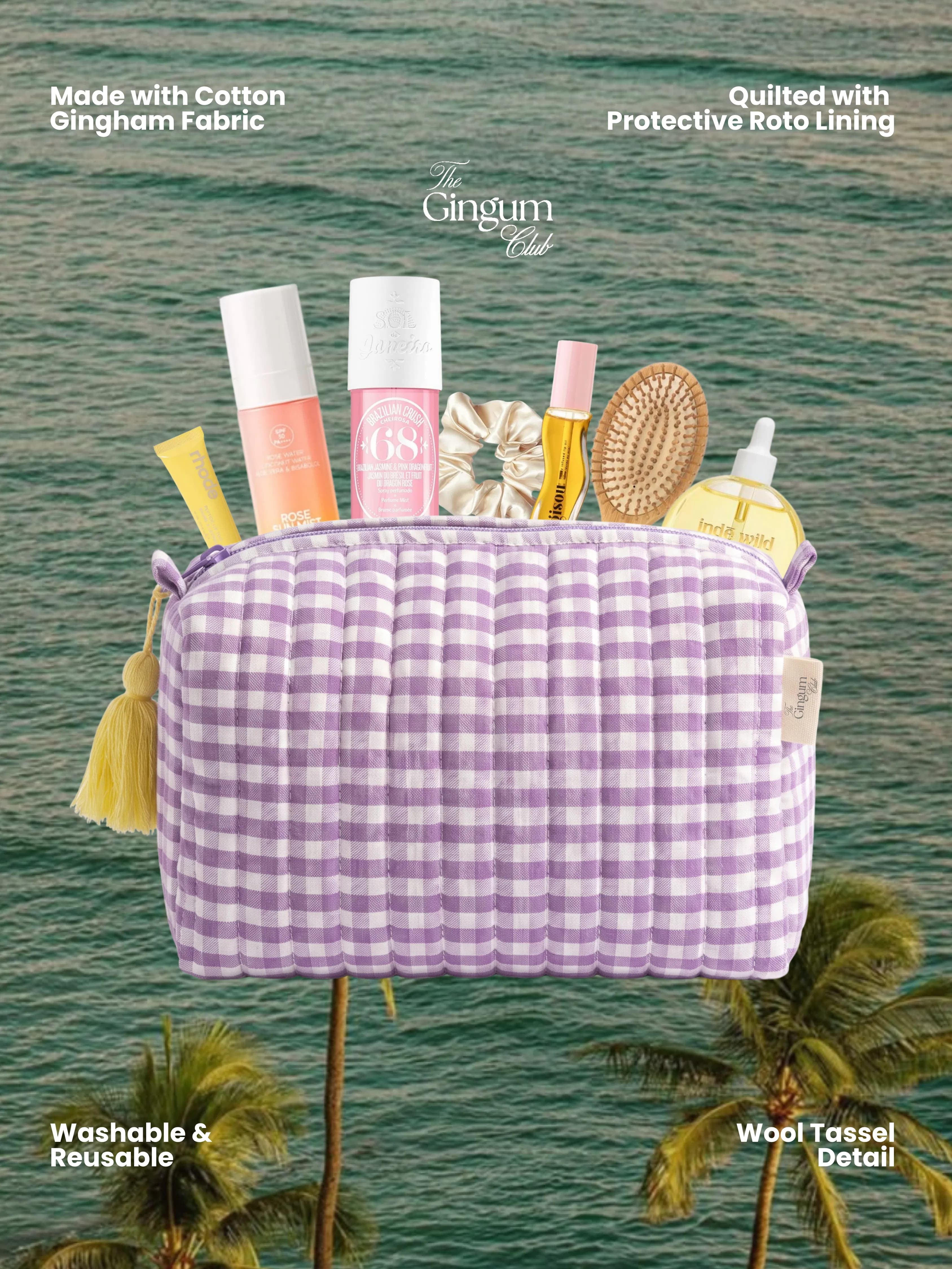 purple gingham utility pouch combo thumbnail 2