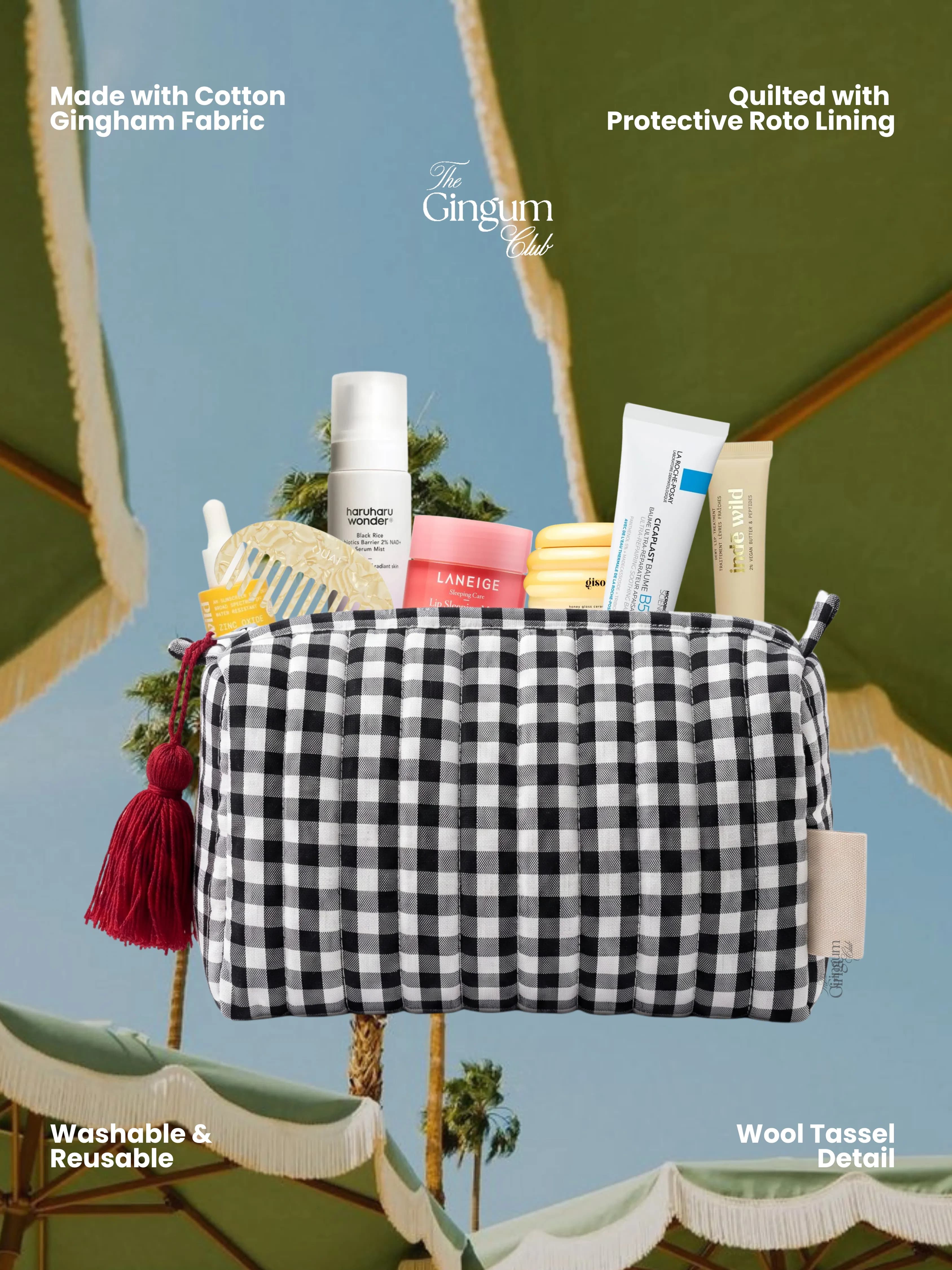 black gingham utility pouch set thumbnail 2