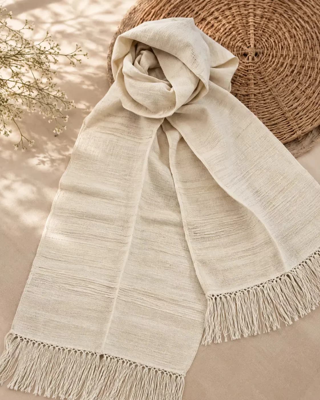 eri silk muffler - ivory
