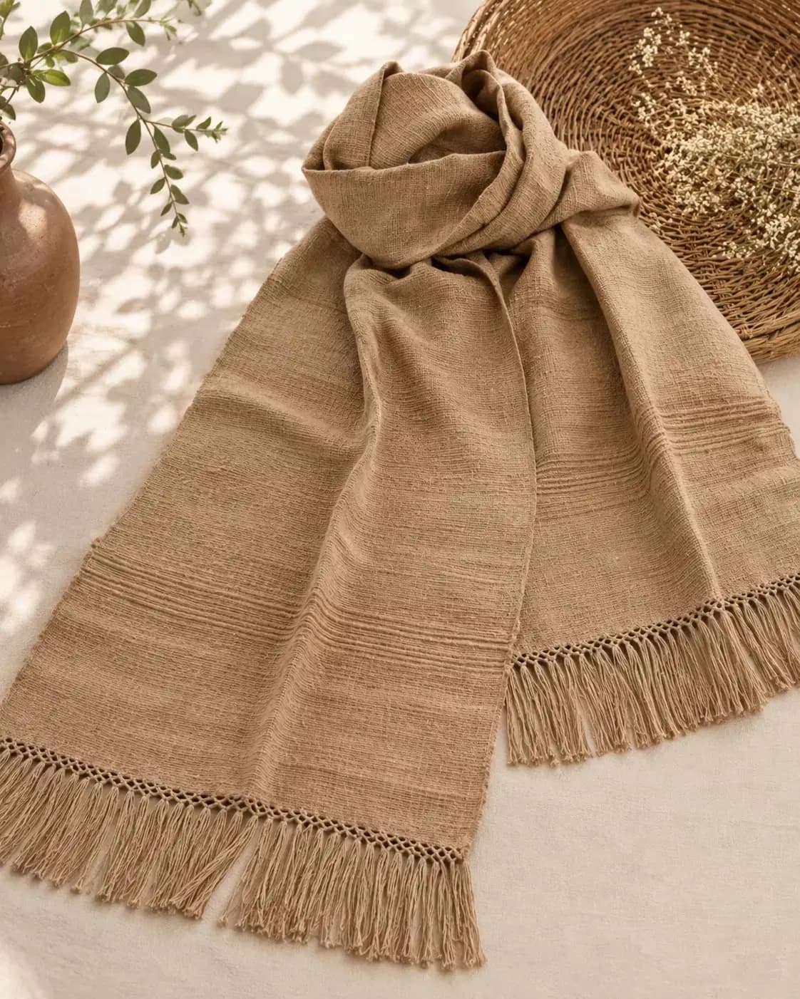 eri silk muffler - brown