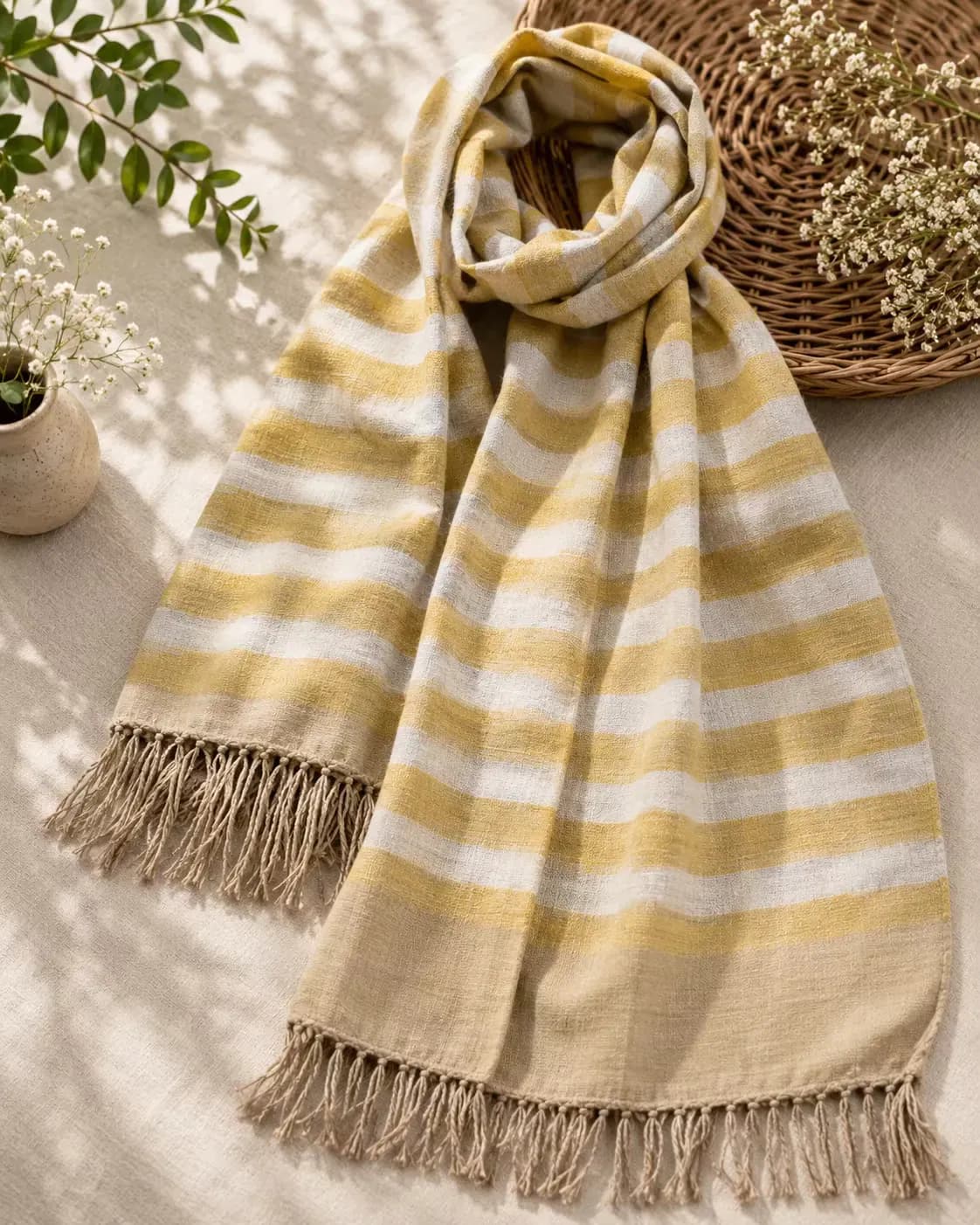 eri silk muffler - striped