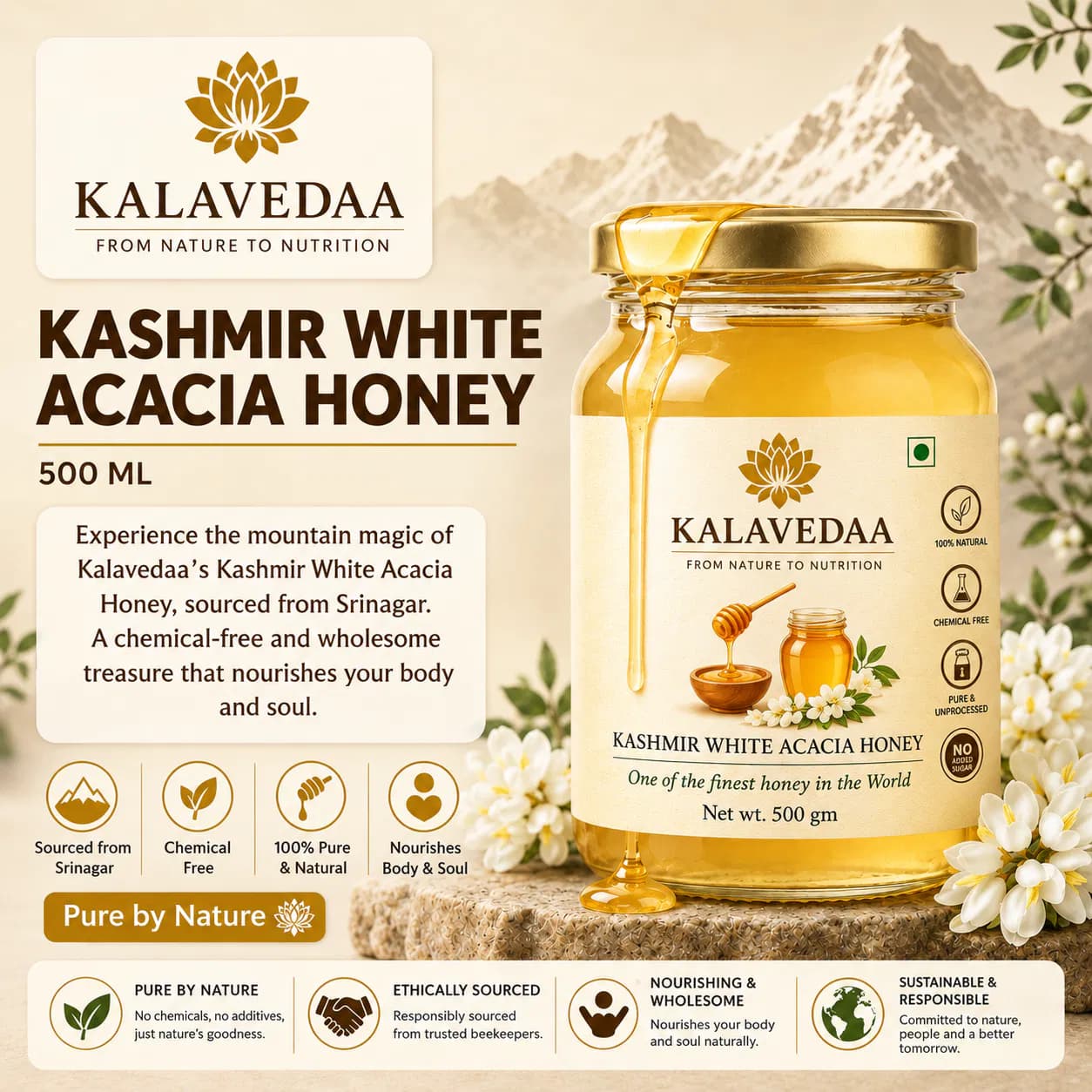 raw white acacia kashmir honey
